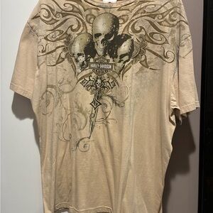 Harley-Davidson Beige Skull Graphic Tee- Denali, Alaska
